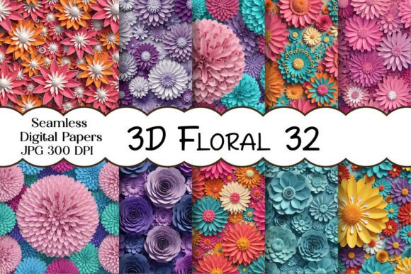 3D Floral Digital Paper Pack – Seamless