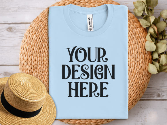 Baby Blue Bella Canvas 3001 Folded Mockup: A Designer’s Essential for Natural Product Displays