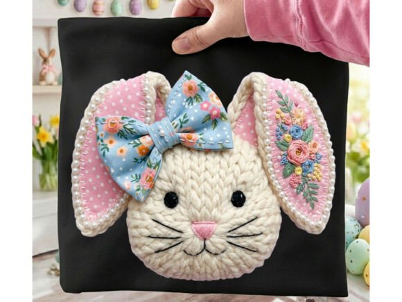 Easter Bunny Faux Yarn Tshirt Design