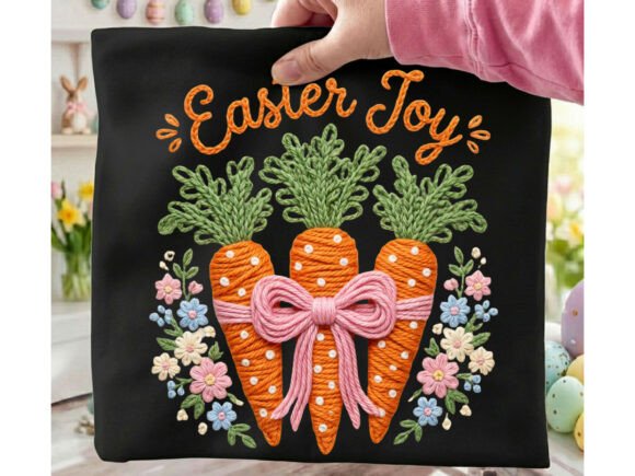 Easter Joy Carrot Faux Yarn Tshirt Design