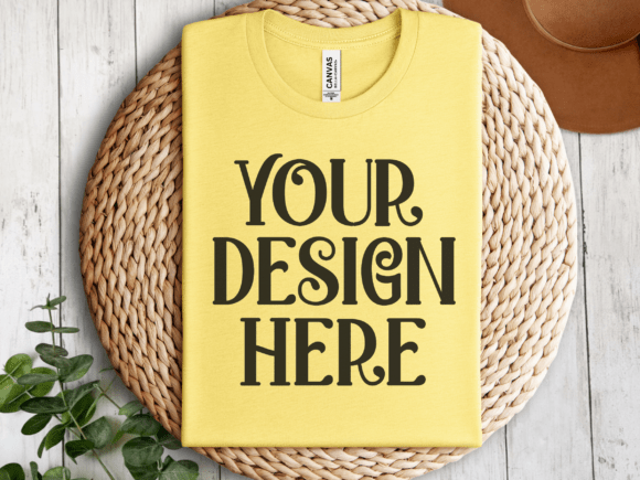 Heather Yellow BC3001 Folded Mockup