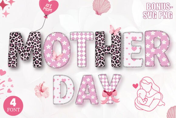 Mother Day Pink: A Sweet and Stylish Font Bundle for Creative Projects