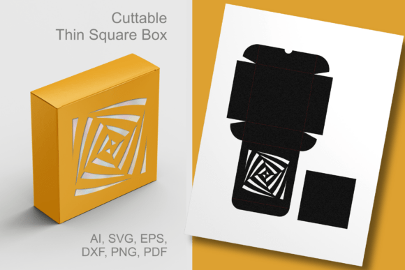 Op-art Motif Cutout Thin Square Gift Box