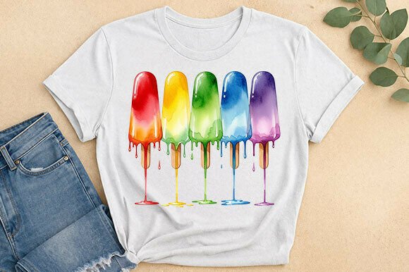 Rainbow Popsicle T-Shirt Design for Creative Projects and Beyond