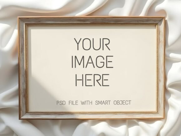 Rustic Frame Mockup on White Silk