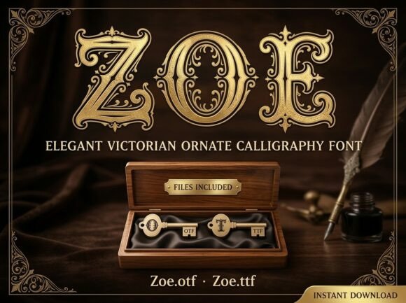 Zoe Elegant Victorian Ornate Calligraphy Font: A Timeless Design for Modern Creativity